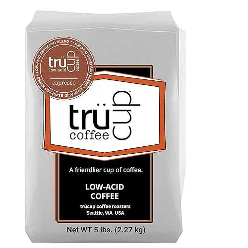 tr・・cup Low Acid Coffee, Espresso Blend Coffee, Whole Bean, 5 LB, Natural Water\u0026Steam Process (60% Less Acid), Smooth Flavor, Stomach-Friendly Rich インチ Antioxidants TRUCUP tr cup Low Acid Coffee, Espresso Blend Cof