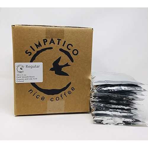Simpatico 低酸珈琲 - 30 個入り口・入口入れもの - 2.5 薬局衡オンス オーガニック ダークスムース 焙ずる レギュラー フラクショナル 風呂敷き包み Simpatico Coffee Simpatico Low Acid Coffee - Case of 30 - 2.5 薬局衡オンス Organic Dark Smooth Roast Regular
