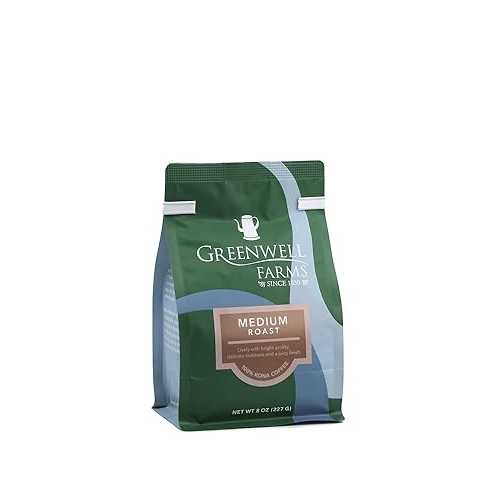 Greenwell Farms 100% Hawaiian Kona Coffee - Medium Roast, Whole Bean, 8薬局衡オンス