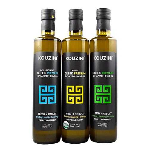 Kouzini Triple Olive Oil Bundle, Premium Greek, Organic, and Raw Unfiltered Extra Virgin Olive Oil, For Kitchen, Grill, Salad Dressings, 500ml Bottles