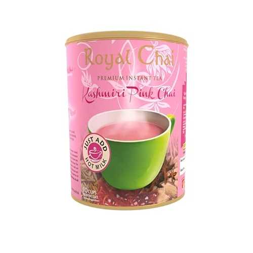 ロイヤル チャイ 割り増し金 インスタント お茶、加糖カシミヤ サクラ色 チャイ 400g 溜め桶 Royal Chai premium instant tea, Sweetened Kashmiri pink chai 400g tub