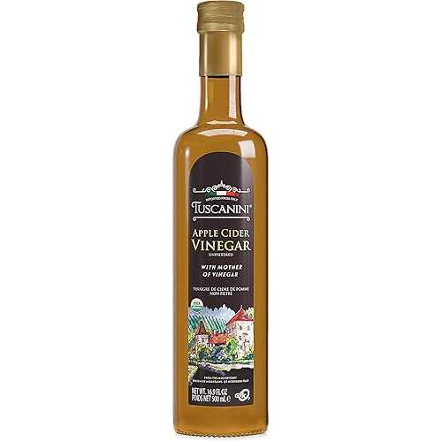 Tuscanini Italian Organic Unfiltered Apple Cider Vinegar with the Mother, 16.9薬局衡オンス, Premium Quality, Certified Kosher