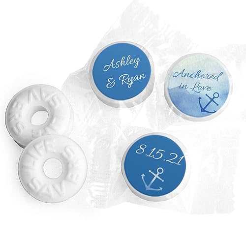 Just Candy Personalized Mints Nautical Wedding Favors LifeSavers Mints (Approx 335-365 mints) - Bridal Shower Favors for Guests
