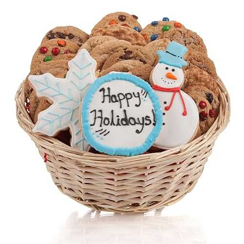 ウィンターホリデークッキーギフトバスケット - 24個。 Lady Fortunes Winter Holidays Cookie Gift Basket- 24 Pc.