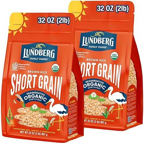 Lundberg Short Grain Brown Rice, Regenerative Organic Certified, 2-Pack - Slightly Nutty, Sticky Rice Responsibly Grown インチ California, 32 Oz Ea Lundberg Short Grain Brown Rice, Regenerative Organic Certified, 2-Pack Sli