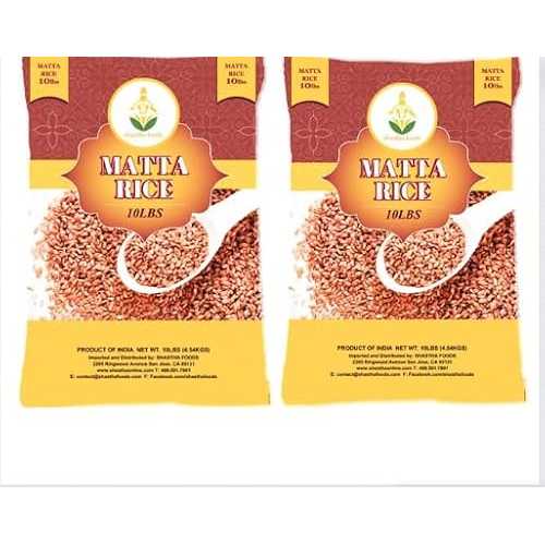 SHASTHA FOODS Shastha Matta Rice/Rose Matta Rice - 10 Lbs (Pack of 2) 10 Lbs x 2 Bags (Total 20 Lbs) T-L