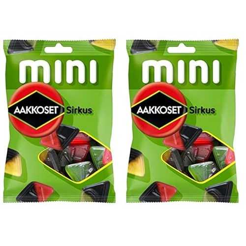 マラコ アーコセット シルクス ミニグミ 120g 2個容器に並べる Malaco Aakkoset Sirkus Mini Gummy 2 Pack of 120g