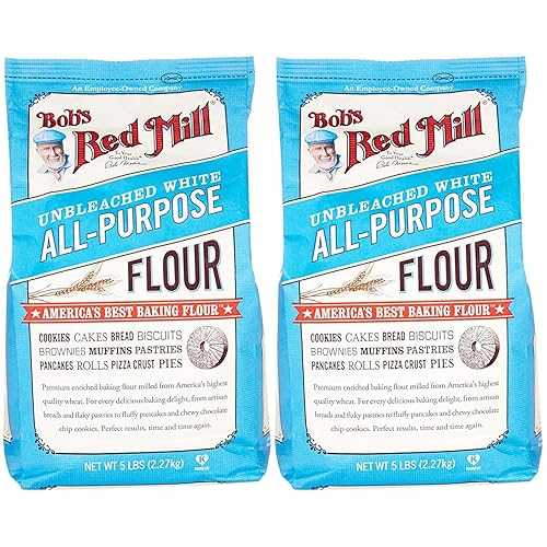 Bob\u0027s Red Mill 無漂白剤メリケン粉、5 重量ポンド、2 風呂敷き包み Bob\u0027s Red Mill Unbleached White Flour, 5 lbs, 2 pk