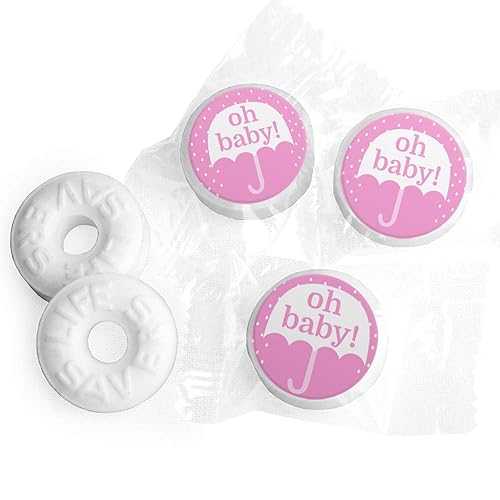 Oh Baby Girl もの言う花シャワー ペパーミント - (ライフセーバーズ ペパーミント約 365 個) Just Candy Oh Baby Girl Baby Shower Mints - (Approx 365 Lifesavers Mints)