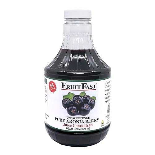 Aronia Berry (Chokeberry) Juice Concentrate (32 Fl Oz.) by FruitFast - Unsweetened Pure 65 Brix Choke Berry Concentrate - 64 Servings (32 Ounce)