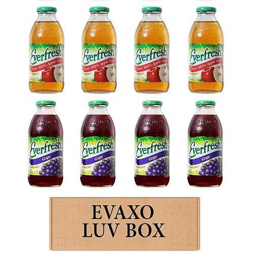 LUV BOX- variety Everfresh Juice 16 薬局衡オンス. pack of 8 , Everfresh 100% Apple Juice , Everfresh 100% Juice- Grape. by evaxo LUV BOX- variety Everfresh Juice 16 薬局衡オンス. pack of 8, Everfresh 100% Apple Juice, Everfresh 100