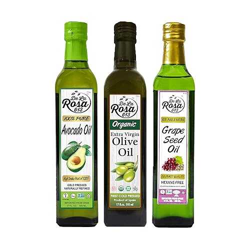 De La Rosa Organic Extra Virgin Olive, Avocado \u0026 Grape Seed Oil, 100% Pure, Cold Pressed, Vegan, Kosher \u0026 Gluten Free, Great for Salad Dressings, Marinades \u0026 More 16.9 Oz (Pack of 3) De La Rosa 613 De La