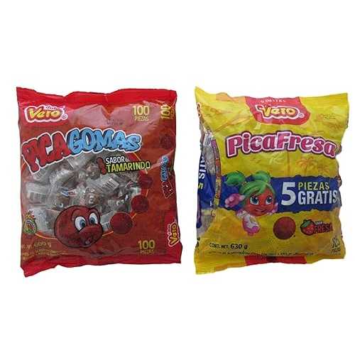 核分裂爆弾 ゴマ タマリンド、核分裂爆弾 フレッサ オランダ苺 100 個バンドル、105 個 by Dulces Vero Pica Goma Tamarindo, 100 Pieces Bundled with Pica Fresa Strawberry, 105 Pieces by Dulces Vero