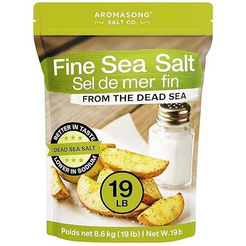 Aromasong Sea Salt 100% Natural Unrefined Gluten Free Fine Grain Table Salt - 19 Lb Large Bulk Resealable Bag (Packaging May Vary)