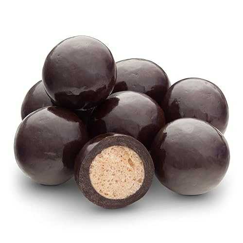 Dulcefina chocolate and Sweets, Dark Chocolate Skinny Dipper Malt Balls (Single Dipped) (1.500 Lbs)