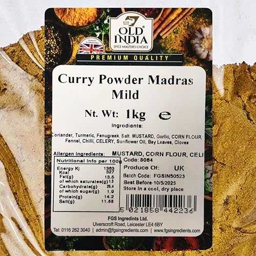 オールドインディア マイルドマドラスカレーパウダー 1kg Old India Mild Madras Curry Powder 1 Kg