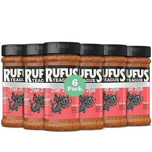 Rufus Teague Fish Rub, 6 Pack, Premium Barbecue Seasoning \u0026 Dry Rub for Smoking and Grilling, Award-Winning Flavor for Fish, Seafood \u0026 More, Gluten-Free, 6.8 薬局衡オンス