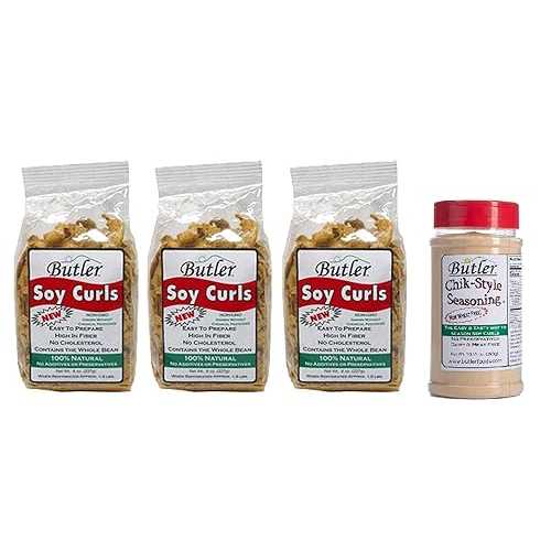 Butler Foods Butler Soy Curls 3 Pack - 3 x 8 薬局衡オンス bags + 10.35 薬局衡オンス Chik-Style Seasoning