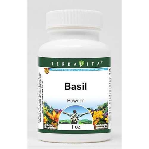 バジルパウダー (1薬局衡オンス、ZIN: 511890) - 3容器に並べる Terravita Basil Powder (1 薬局衡オンス, ZIN: 511890) - 3 Pack