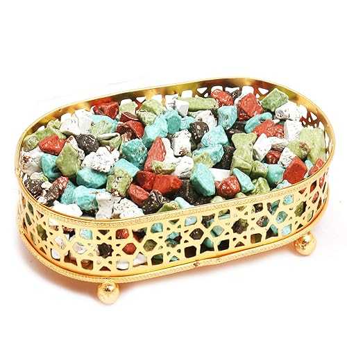 Ghasitaram Gifts Diwali Gifts Diwali Chocolates - Golden Small Metal Tray Filled with Stone Chocolates