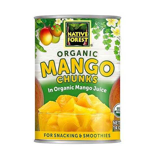 Native Forest Organic Mango Chunks - Mango Canned, Mangoes, Mangos, Canned Fruit No Sugar Added, Mango Sliced, Mango Fruit - 14 Ounce (Pack of 6)