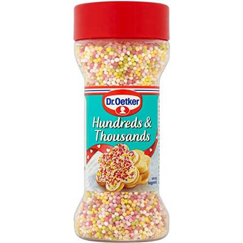 Dr. Oetker - 食用飾りつけ - スプリンクル - 百と千 - 65g (6 個の入れもの) Dr. Oetker - Edible Decorations - Sprinkles - Hundreds \u0026 Thousands - 65g (Case of 6)