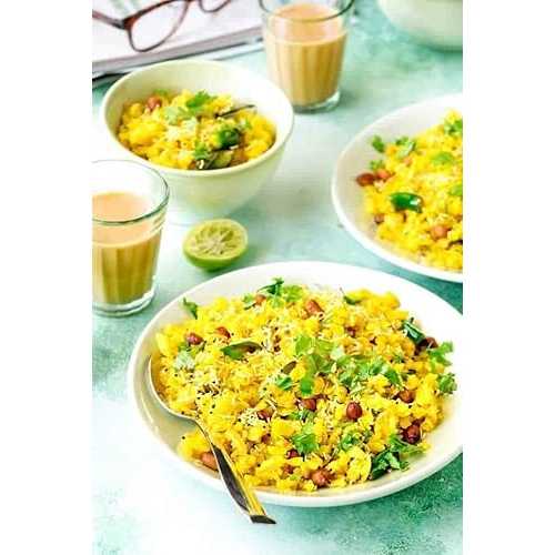 Drops Golden Rice Poha Dry Rice Flakes Flattened Rice Indian Dish Pohay Beaten Rice 450 Gram Poha Breakfast Healthy Diet