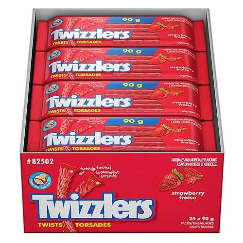 TWIZZLERS リコリス 砂糖菓子、オランダ苺 ツイゼレーターズ、24 個 TWIZZLERS Licorice Candy, Strawberry Twizzelators, 24 Count