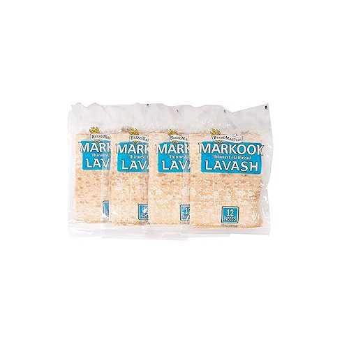 Breadmasters ARA-Z Markook Lavash Thinnest Flat Bread - 4-Pack, 9-Inch x 12-Inch Soft Middle Eastern Bread, 48 Flat Breads, by Breadmasters