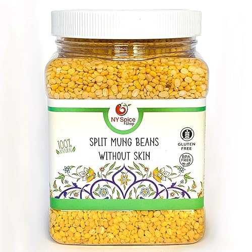 NY SPICE SHOP Split Mung Beans - 3 Pound Split Mung Dal (without Skin) - Yellow Mung lentil - Indian Split Yellow Mung Lentils - Protein \u0026 Fiber Rich Pulses - Great for Cooking, kitchari \u0026 More