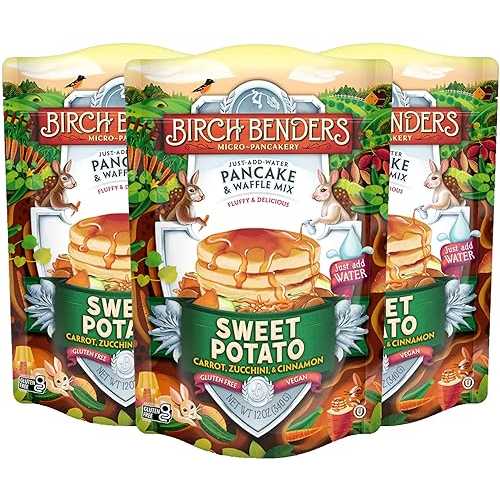 Birch Benders Sweet Potato Just-Add-Water Pancake \u0026 Waffle Mix, 12 Ounce (Pack of 3)