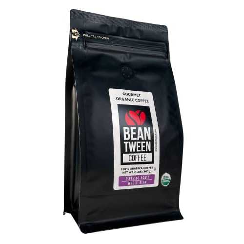 Beantween Coffee: Premium Organic ESPRESSO ROAST Whole Bean (2 重量ポンド) of 100% Arabica Coffee - Low Acid, MOLD-FREE, Certified Organic, Kosher, Single Origin, Woman-owned Beantween Coffee: Premium Organic ESPRESSO ROAST