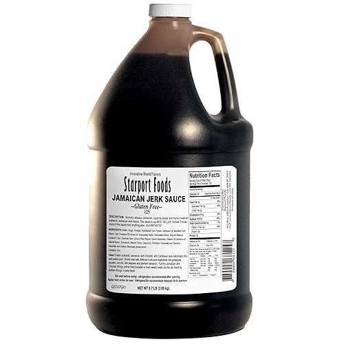 Starport Foods ジャマイカンジャークソース - グルテン無償性、菜食主義者 1 gal、内容物掛け目 8.7 重量ポンド、(139 薬局衡オンス) Starport Foods Jamaican Jerk Sauce - Gluten Free, Vegetarian 1 gallon, NET WT 8.7 LB, (139 OZ)