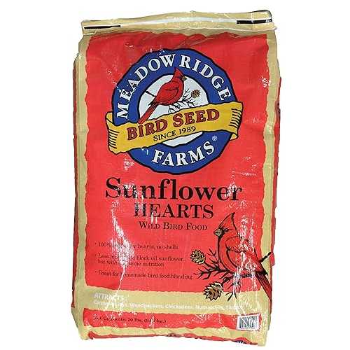 メドウ 山の背 ファームズ サンフラワー ハーツ野鳥の種、20 重量ポンド袋 Meadow Ridge Farms Sunflower Hearts Wild Bird Seed, 20-Pound Bag