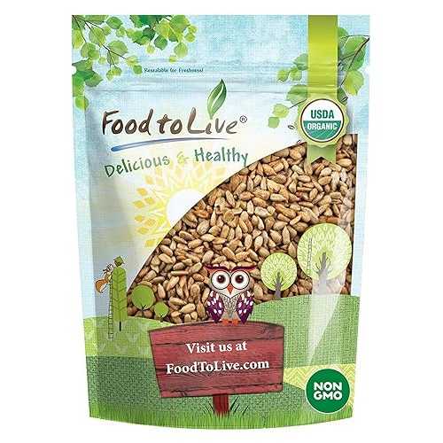 Food to Live Organic Roasted and Salted Sunflower Seeds, 8 Ounces Non-GMO Kernels, Vegan, Kosher, Bulk, Hulled, High インチ Protein and Dietary Fiber. Great for Snacking, Cooking, Salads