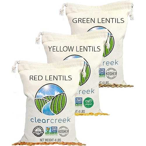 CLEAR CREEK Red Lentils / Green Lentils / Golden Lentils / 12 LBS Total / Non-GMO / 100% Non Irradiated / Kosher / USA Grown / Vegan