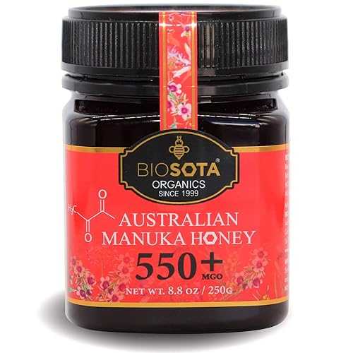 BIOSOTA Organic Manuka Honey MGO 550+ - Medical Grade Manuka Honey from Australia NPA/ULF 15+, 100% Raw Unheated Pure Honey, 8.8薬局衡オンス