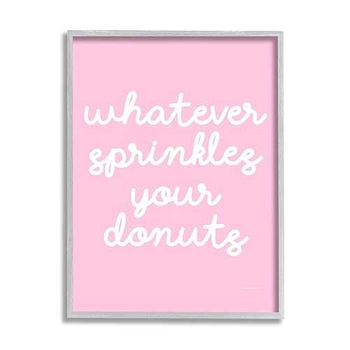 Stupell Industries Whatever Sprinkles Your Donut、lulusimonSTUDIO青写真、グレーフレームウォールアート、16 x 20、サクラ色 Stupell Industries Whatever Sprinkles Your Donut, Design by lulusimonSTUDIO Gray Framed Wall Art, 16 x 20,