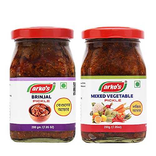 ARKOS 自家製ジャズバンドピクルス 茄子とミックスベジピクルス、200gm 200gm ARKOS Homemade Combo Pickle Brinjal and Mixed Veg Pickle, 200gm 200gm