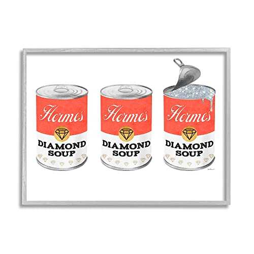 Stupell Industries Glam Condensed Soup Pop Trio 流行り物 金剛石 赤いこと、アマンダ 緑であること白木 薄墨色 ひな形 ウォール 工芸、20 x 16、白いこと Stupell Industries Glam Condensed Soup Pop Trio Fashion Diamond Red, D