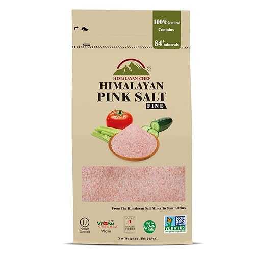 ヒマラヤン 料理人 さくら色 ヒマラヤ ソルト、細粒 - 12 重量ポンド、1 重量ポンド (12 個風呂敷き包み) Himalayan Chef Pink Himalayan Salt, Fine Grain - 12 lbs, 1 Pound (Pack of 12)
