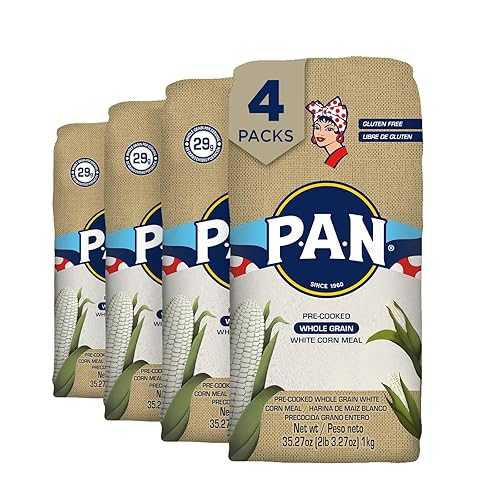 P.A.N. Whole Grain White Corn Meal Pre-cooked Gluten Free and Kosher Flour for Arepas (2.2 重量ポンド/Pack of 4)