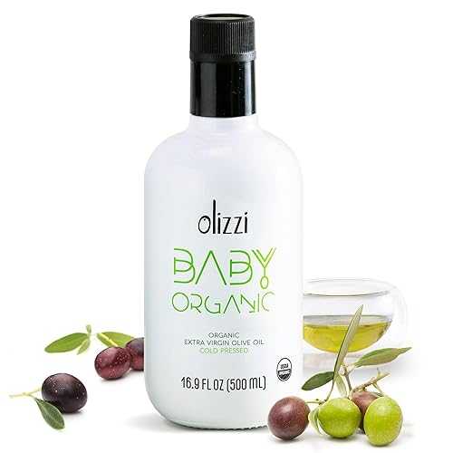 離乳食用オリーブ油絵の具 - Olizzi Baby オーガニック エクストラバージン オリーブ油絵の具 - レイトハーベスト 冷ややかさ押し付ける - USDA オーガニック御墨付き - 美味しく柔らかいな味 - 離乳食用食用油 - 16.9 液量薬局衡オンス (500 ml) Olive Oil for Baby F