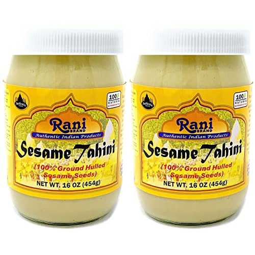 ラニ セサミ タヒニ (ゴマ乳酪) 16 薬局衡オンス (1 英国ポンド) 454g、2 個容器に並べる、ガラス瓶、ビーガン、上白糖不当て嵌める、ソジウム不当て嵌める ~ グルテン無償性 / 非遺伝因子組み換え / 色なし / 亜米利加製 Rani Brand Authentic Indian Products Rani Sesame
