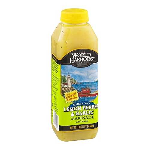 World Harbors レモンペッパーガーリックマリネ、18薬局衡オンス壜 (6個風呂敷き包み) World Harbors Lemon Pepper Garlic Marinade, 18-Ounce Bottles (Pack of 6)