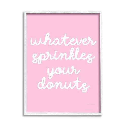 Stupell Industries Whatever Sprinkles Your Donut, Design by lulusimonSTUDIO White Framed Wall Art, 16x20, Pink