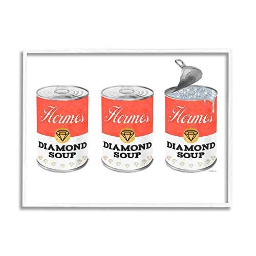 Stupell Industries Glam Condensed Soup Pop Trio 流行り物 金剛石赤いこと、アマンダ・グリーンウッドによるひな形、白いことひな形付き添い人ウォール工芸、20 x 16 Stupell Industries Glam Condensed Soup Pop Trio Fashion Diamond Red,