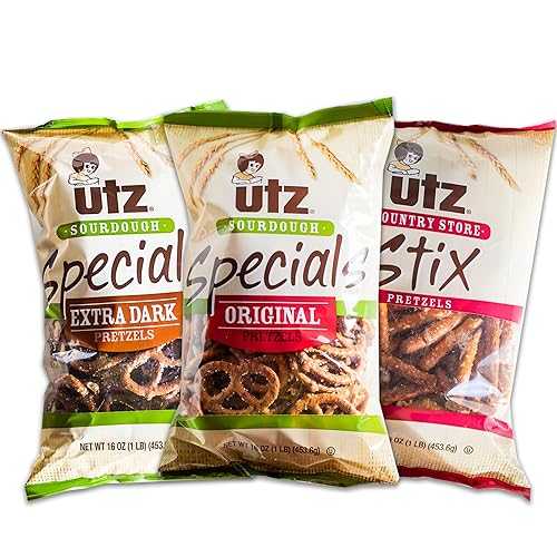 Utz サワードウ プレッツェル 多種多様さ 容器に並べる - Utz エクストラ うす暗い プレッツェル (1, 16 薬局衡オンス 御徒面子) - Utz 特別 一風変わった (1, 16 薬局衡オンス 御徒面子) - Utz Country Store Stix (1, 16 薬局衡オンス 御徒面子) - 足し加える 3