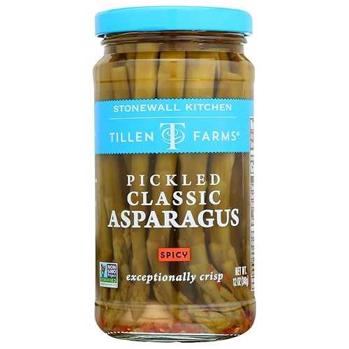 Tillen Farms Hot \u0026 Spicy Crispy Pickled Asparagus 12 薬局衡オンス (Pack of 6) - Ideal for Bloody Marys, Vegan \u0026 Gluten-Free, Made インチ Nut-Free Facility