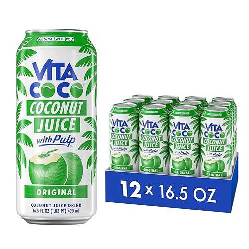 Vita Coco Coconut Juice, Original with Pulp / Big, Bold Coconut Taste / Natural Electrolytes / Sweet, Refreshing Hydration / 16.9 薬局衡オンス can (Pack of 12)
